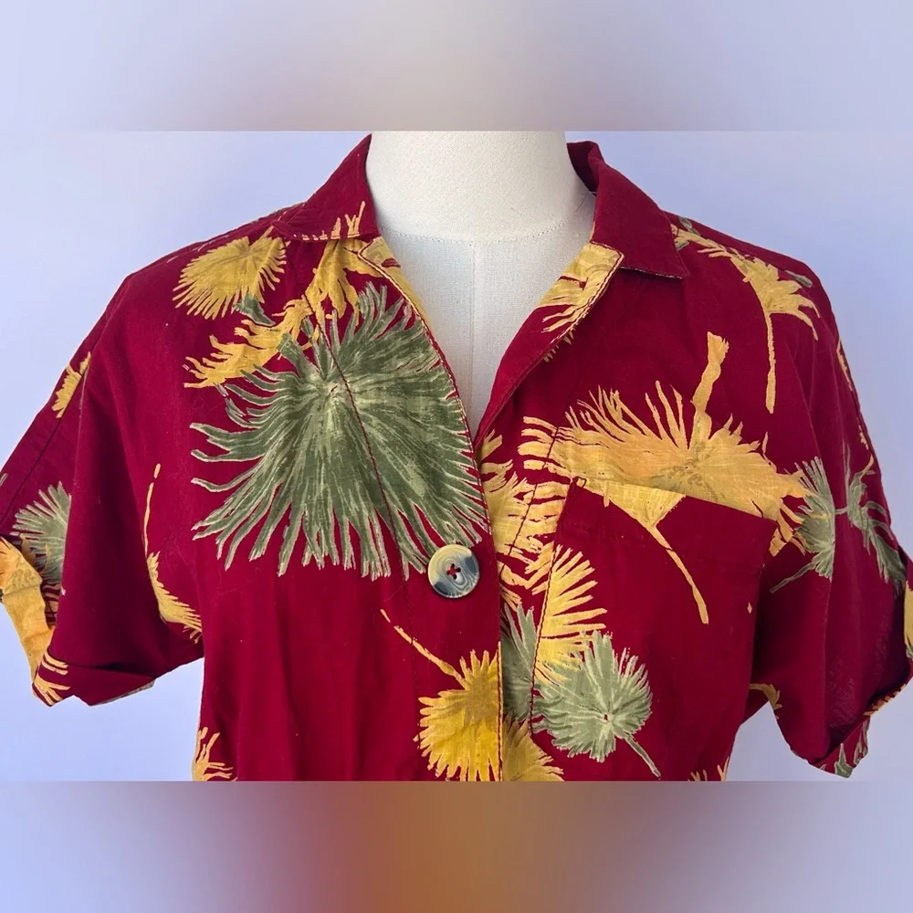Free People Women’s Malibu Romper‎ Red Combo Tropical Print Size Small